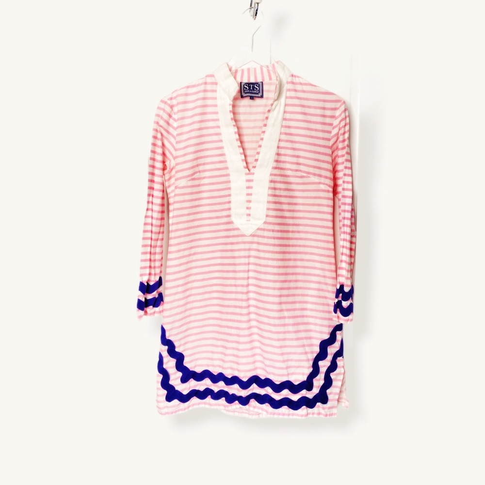 STS Striped Classic Tunic Dress 2 pink white blue